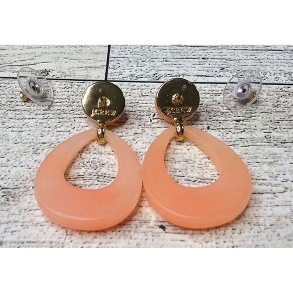 J. Crew Earrings Dangle/Drop Statement Salmon Pink/Coral Earrings - Picture 3 of 3